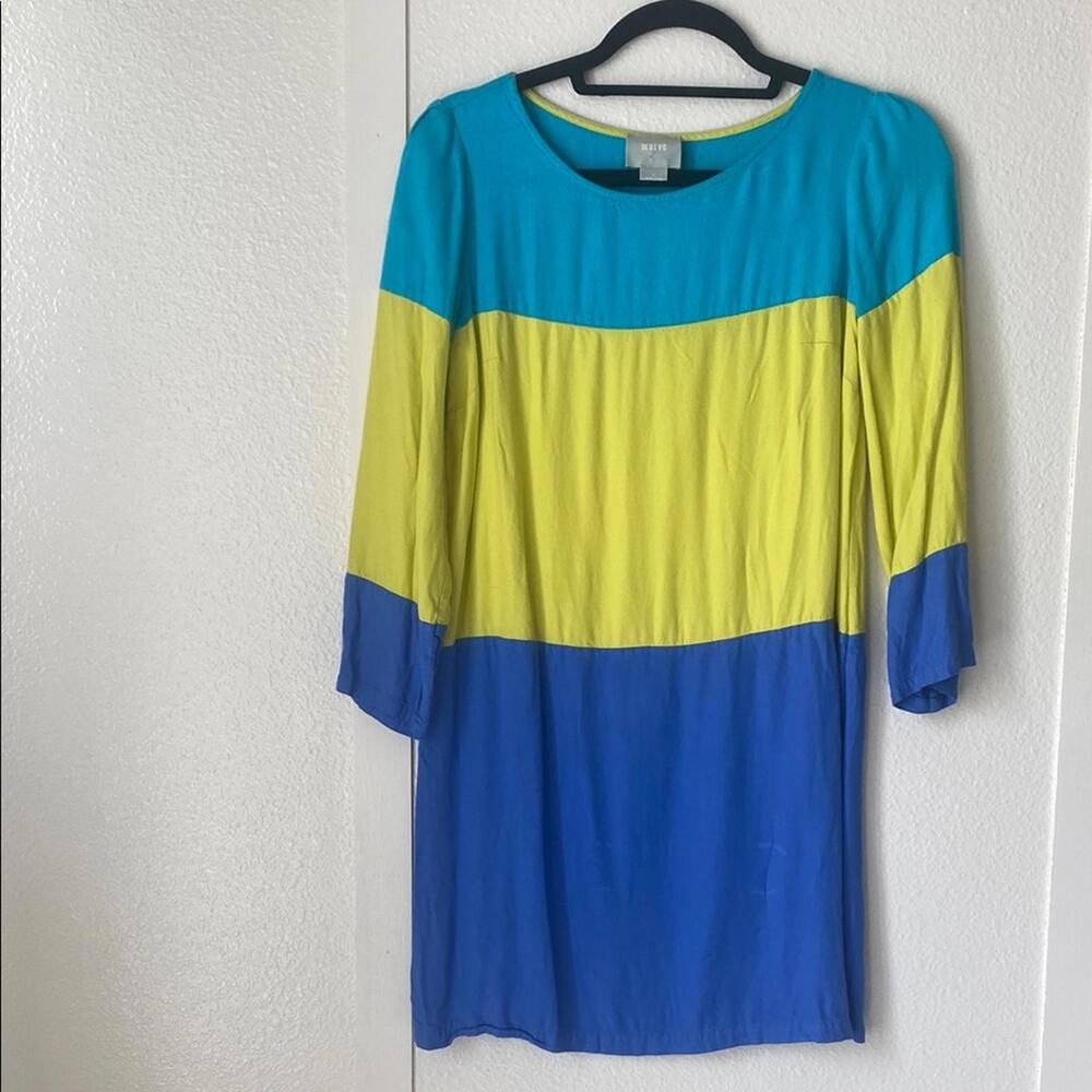 Maeve Anthropologie Colorblock Mini Dress Shift 3/4 Sleeve Size M
